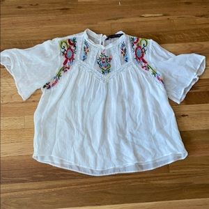 ZARA floral embroidered blouse